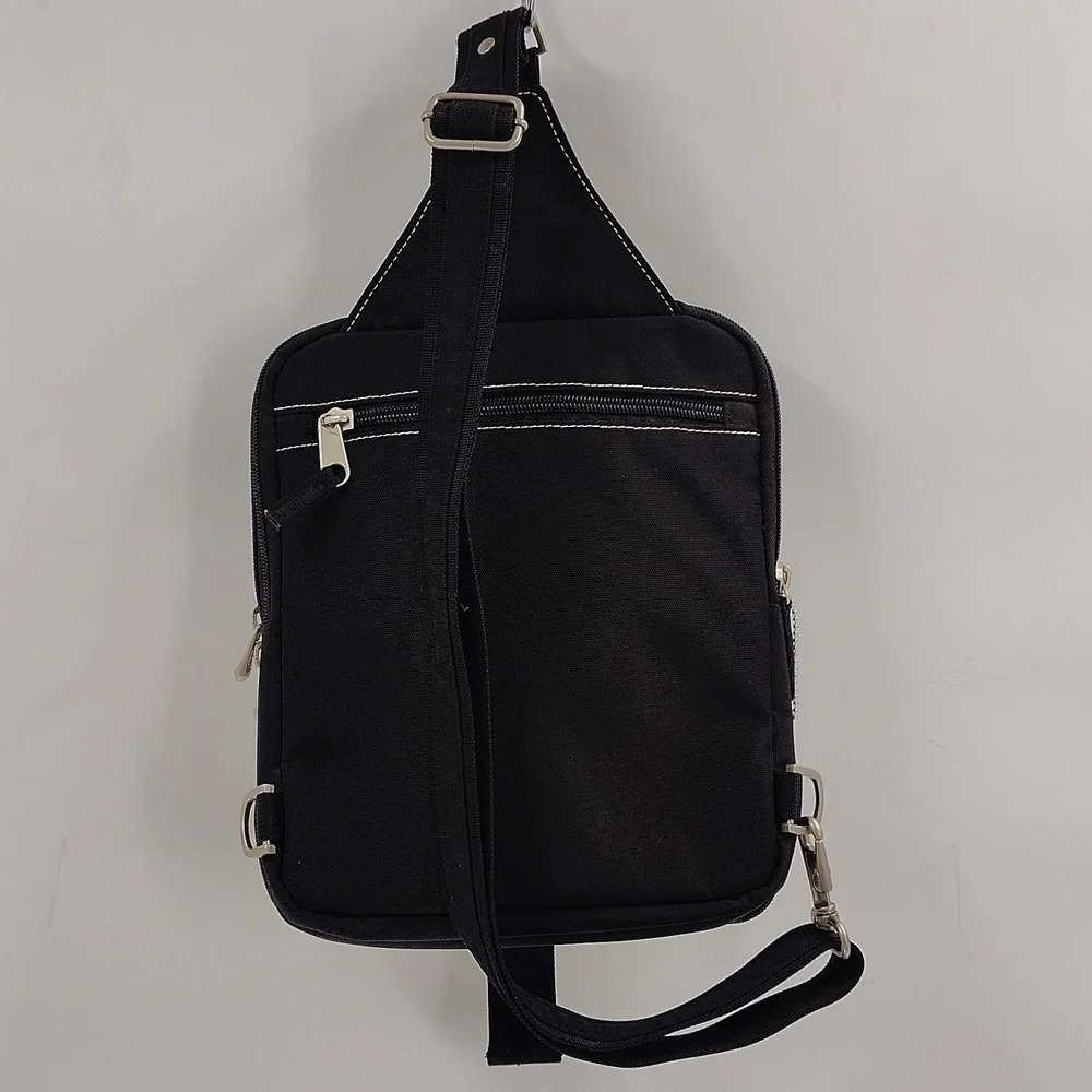 JEEP black multi section crossbody backpack bag multi use adjustable strap